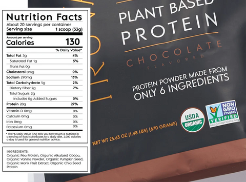 Truvani Chocolate Organic Plant-Based Protein Powder - 20 Servings