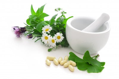 Naturopathic Herbals with Mortar and Pestle